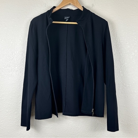 Eileen Fisher Black Stand Collar Two Way Zip Front Jacket Size Medium Women - Picture 7 of 12